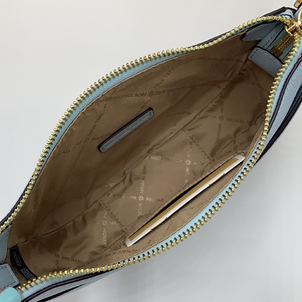 MICHAEL KORS Dover Small Half Moon Leather Crossbody Bag Vista Blue color - Picture 11 of 16